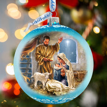 Load image into Gallery viewer, A Child is Born - Nativity Scene Large Glass Ornament by Art by D. Gelsinger- Nativity Holiday Decor - 73951