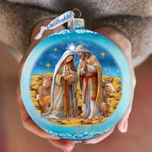 Load image into Gallery viewer, Betelhems Miracle in Blue Lg Glass Ornament by G.Debrekht - Nativity Holiday Decor - 73939B