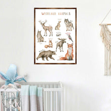 Load image into Gallery viewer, Woodland Animals Kids Room Decor - Montessori Wooden Poster - Homeschool I Educational Poster - Classroom Decor - Playroom Art - 310220