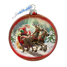 Load image into Gallery viewer, Speedy Sleigh Lg Glass Ornament by G.Debrekht Christmas Santa Snowman Decor - 73959