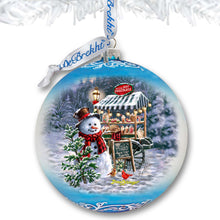 Load image into Gallery viewer, Hot Cocoa Magic - Frosty Fun Lg Glass Ornament by D. Gelsinger - Christmas Santa Snowman Decor - 73935-DG