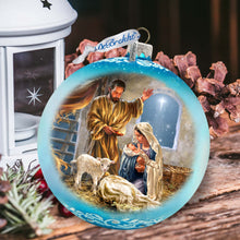 Load image into Gallery viewer, A Child is Born - Nativity Scene Large Glass Ornament by Art by D. Gelsinger- Nativity Holiday Decor - 73951