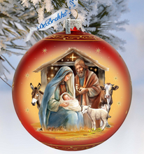 Load image into Gallery viewer, Born Under Bright Star Nativity Lg Glass Ornament by G. Debrekht - Nativity Holiday Decor - 73937