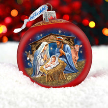 Load image into Gallery viewer, From Stable to Savior Lg Glass Ornament by G.Debrekht - Nativity Holiday Decor - 73956