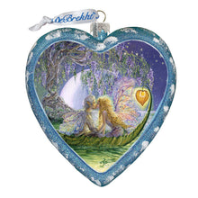 Load image into Gallery viewer, Wisteria Moon Heart Glass Ornament Limited Edition by Josephine Wall - Coastal Holiday Décor - 738-411-JW