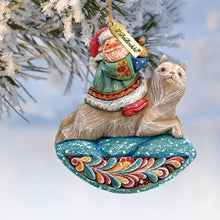 Load image into Gallery viewer, Santa On Wolf Sculpted Hand-Painted Christmas Ornament by G. DeBrekht - Christmas Santa Snowman Decor - 63136