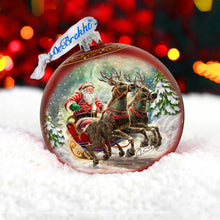 Load image into Gallery viewer, Speedy Sleigh Lg Glass Ornament by G.Debrekht Christmas Santa Snowman Decor - 73959