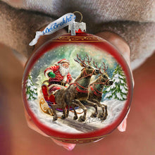 Load image into Gallery viewer, Speedy Sleigh Lg Glass Ornament by G.Debrekht Christmas Santa Snowman Decor - 73959