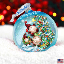 Load image into Gallery viewer, Reaching High Dwarfs Lg Glass Ornament in Blue by Gelsinger - Christmas Decor - 73927B-DG