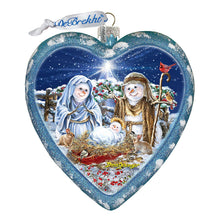 Load image into Gallery viewer, Snow Family Nativity Heart Glass Ornament Limited Edition by D. Gelsinger - Christmas Decor - 738-102-DG