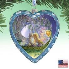 Load image into Gallery viewer, Wisteria Moon Heart Glass Ornament Limited Edition by Josephine Wall - Coastal Holiday Décor - 738-411-JW