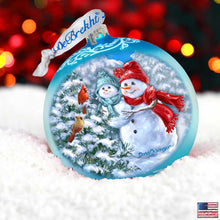 Load image into Gallery viewer, Baby Snowman's First Winter Lg Glass Ornament in Blue by Gelsinger - Christmas Décor - 73923B-DG