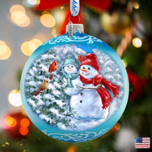 Load image into Gallery viewer, Baby Snowman's First Winter Lg Glass Ornament in Blue by Gelsinger - Christmas Décor - 73923B-DG