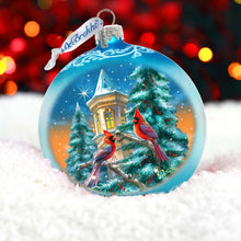 Load image into Gallery viewer, Cardinal Night Serenade Lg Glass Ornament by G.Debrekht Wildlife Holiday Décor - 73963
