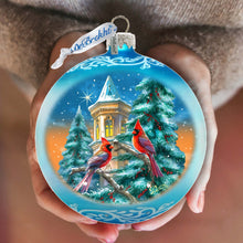 Load image into Gallery viewer, Cardinal Night Serenade Lg Glass Ornament by G.Debrekht Wildlife Holiday Décor - 73963