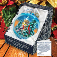 Load image into Gallery viewer, Cardinal Night Serenade Lg Glass Ornament by G.Debrekht Wildlife Holiday Décor - 73963
