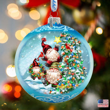 Load image into Gallery viewer, Reaching High Dwarfs Lg Glass Ornament in Blue by Gelsinger - Christmas Decor - 73927B-DG