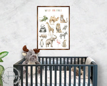Load image into Gallery viewer, Wild Animals Kids Room Decor - Montessori Wooden Poster - Homeschool I Educational Poster - Classroom Decor - Playroom Art - 310219