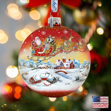 Load image into Gallery viewer, Up-Up and Away Red Glass Ornament Limited Edition by G. DeBrekht - Christmas Santa Snowman Decor - 73842R