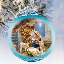 Load image into Gallery viewer, A Child is Born - Nativity Scene Large Glass Ornament by Art by D. Gelsinger- Nativity Holiday Decor - 73951