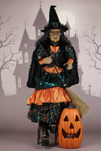 Load image into Gallery viewer, Karen Didion Originals HA72-01 6' Sitting Witch w/ Lighted Pumpkin