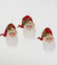 Load image into Gallery viewer, Karen Didion Originals ORN-10 3pc. Santa Head Ornaments