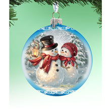Load image into Gallery viewer, Snow Much in Love Glass Ornament Limited Edition by D. Gelsinger - Christmas Santa Snowman Decor - 73889-1708