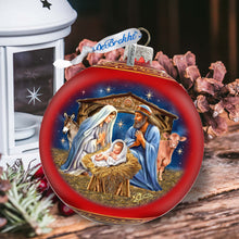Load image into Gallery viewer, From Stable to Savior Lg Glass Ornament by G.Debrekht - Nativity Holiday Decor - 73956