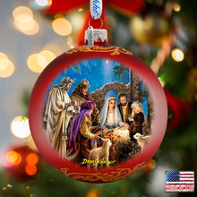 Load image into Gallery viewer, Holy Night Nativity Glass Ornament Limited Edition by D. Gelsinger - Nativity Holiday Decor - 73898-1208