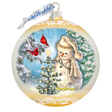 Load image into Gallery viewer, Glowing Snowman Lg Glass Ornament in Gold by Gelsinger - Christmas Decor - 73926G-DG