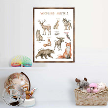 Load image into Gallery viewer, Woodland Animals Kids Room Decor - Montessori Wooden Poster - Homeschool I Educational Poster - Classroom Decor - Playroom Art - 310220