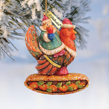 Load image into Gallery viewer, Santa On Turkey Sculpted Hand-Painted Christmas Ornament by G. DeBrekht - Christmas Santa Snowman Decor - 63135