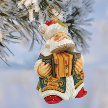 Load image into Gallery viewer, Accordion Santa Sculpted Hand-Painted Christmas Figurine by G. Debrekht - Snowman Decor