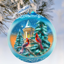 Load image into Gallery viewer, Cardinal Night Serenade Lg Glass Ornament by G.Debrekht Wildlife Holiday Décor - 73963