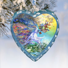 Load image into Gallery viewer, Butterfly Fairy Heart Glass Ornament Limited Edition by Josephine Wall - Christmas Decor - 738-409-JW