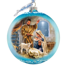 Load image into Gallery viewer, A Child is Born - Nativity Scene Large Glass Ornament by Art by D. Gelsinger- Nativity Holiday Decor - 73951