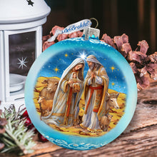 Load image into Gallery viewer, Betelhems Miracle in Blue Lg Glass Ornament by G.Debrekht - Nativity Holiday Decor - 73939B