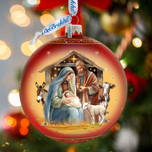 Load image into Gallery viewer, Born Under Bright Star Nativity Lg Glass Ornament by G. Debrekht - Nativity Holiday Decor - 73937
