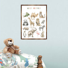 Load image into Gallery viewer, Wild Animals Kids Room Decor - Montessori Wooden Poster - Homeschool I Educational Poster - Classroom Decor - Playroom Art - 310219
