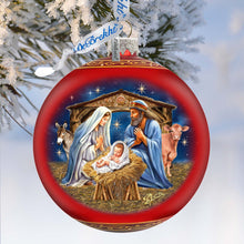 Load image into Gallery viewer, From Stable to Savior Lg Glass Ornament by G.Debrekht - Nativity Holiday Decor - 73956

