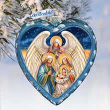 Load image into Gallery viewer, Angel's Divine Presence Nativity Heart Glass Ornament by G. Debrekht - Nativity Holiday Decor - 738-094
