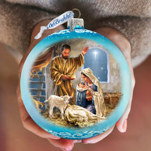 Load image into Gallery viewer, A Child is Born - Nativity Scene Large Glass Ornament by Art by D. Gelsinger- Nativity Holiday Decor - 73951
