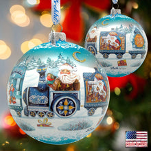 Load image into Gallery viewer, Express Train Ball Glass Ornament Limited Edition by G. DeBrekht - Christmas Santa Snowman Decor - 73873B
