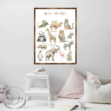 Load image into Gallery viewer, Wild Animals Kids Room Decor - Montessori Wooden Poster - Homeschool I Educational Poster - Classroom Decor - Playroom Art - 310219

