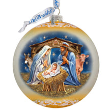 Load image into Gallery viewer, From Stable to Savior Lg Glass Ornament by G.Debrekht - Nativity Holiday Decor - 73956G
