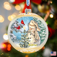 Load image into Gallery viewer, Glowing Snowman Lg Glass Ornament in Gold by Gelsinger - Christmas Decor - 73926G-DG
