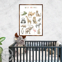 Load image into Gallery viewer, Wild Animals Kids Room Decor - Montessori Wooden Poster - Homeschool I Educational Poster - Classroom Decor - Playroom Art - 310219
