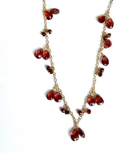 Pom Jewelry Garnet Necklace in Gold Fill