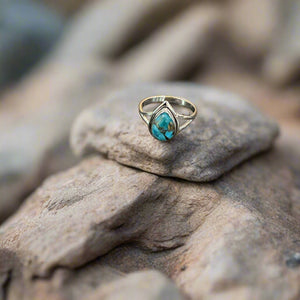 Hand Crafted Turquoise Ring Set In Sterling Silver-Size 7