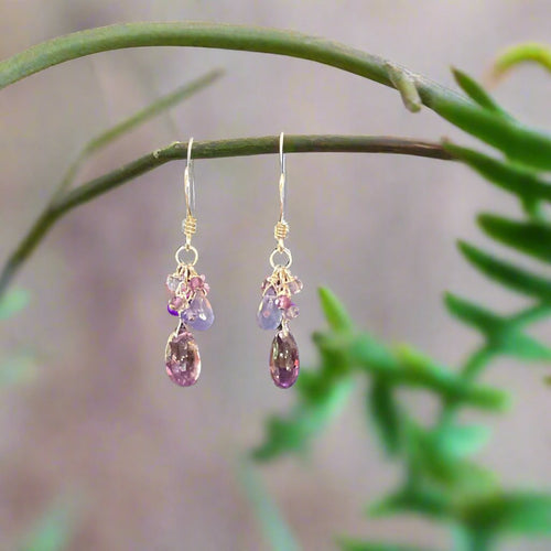 Pom Jewelry Amethyst and Tanzanite Earrings In Sterling Silver-PEAT15